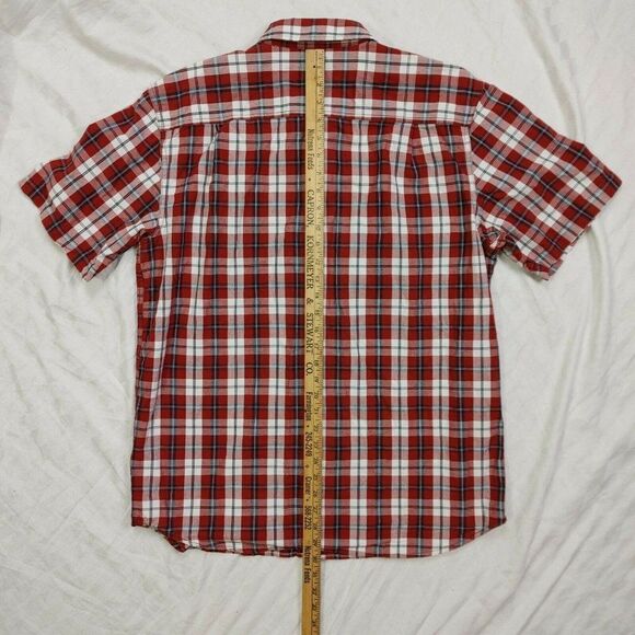 Carhartt Plaid Short-Sleeved Button Up Shirt Relaxed Fit Red/White/Blue Sz L - Picture 4 of 8